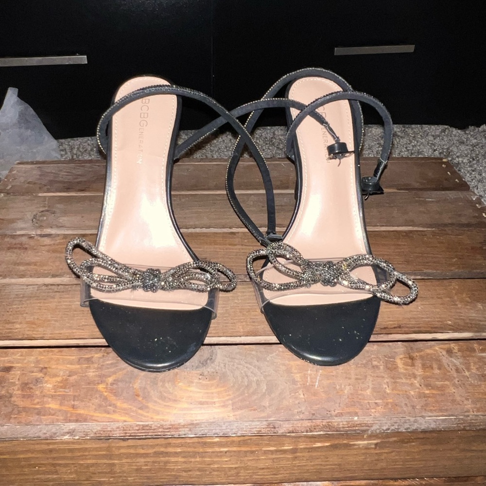 black sparkle heels